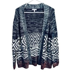 dELiA*s Women's Geometric Print Open Front Cardigan Sweater